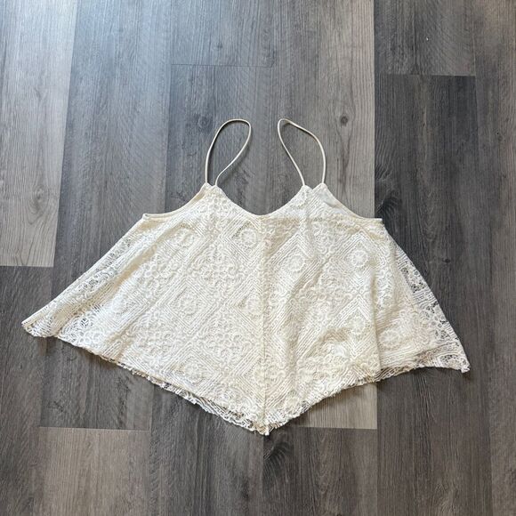 American Eagle Lace Crop Top Lined Small Cream Boho - Picture 8 of 11